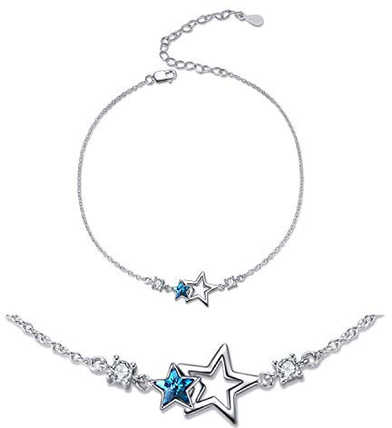 YAFEINI Fußkettchen für Damen Sterling Silber Stern fußkette Gliederketten Sommer Schmuck Geschenke