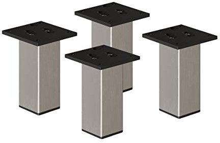Sossai® Exklusiv - Pieds de Meubles | E4MF-N | Hauteur: 200mm | Couleur: INOX | Matière: Aluminium | Lot de 4 | Accessoires de Montage Inclus