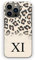 Personalised Initials Phone Case For Apple iPhones, 16, 15, 14,13, 12, 11, Pro Max, Mini, XR, SE Black Monogram, Initials on Beige Leopard Print Hard Phone Cover