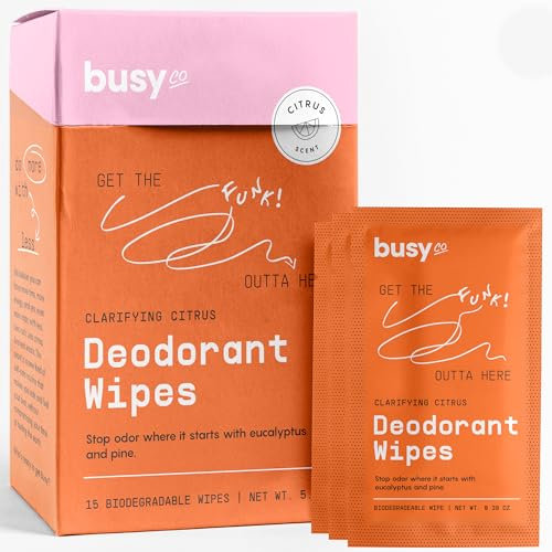 BUSYCO Refresh Line Deodorant Wipes - Pack of 15 Deodorant Wipes for Women with Zinc, Probiotics and Prebiotics - D