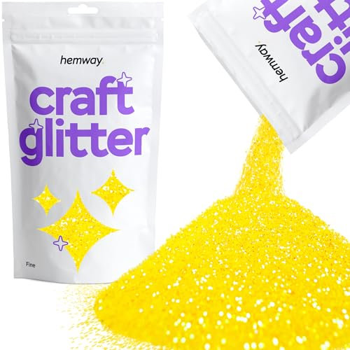 Hemway Craft Glitter - Fluorescent UV Neon Yellow | Fine Metallic Sequin Flakes for Resin & Epoxy Crafts | Supplies for Tumblers, Cards, Jewellery, Candle, Hair, Face, Body & Nail Art | 100 g