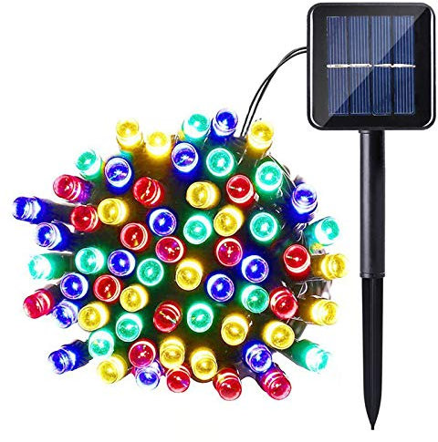 Lamker LED Lichterketten Solar Außen Bunt 5M 50er LEDs Lichterkette Wasserdicht Grünes Kabel 8 Modi Dimmbar Solarlichterkette für Garten Terrasse Balkon Tor Hof Hochzeit Beleuchtung Deko