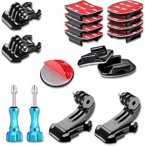MiPremium Helmet Mount Adhesive Sticky Pads for GoPro Hero 13 12 11 10 9 8 MAX Go Pro 7 6 5 4 3 2 1 Black Silver Session & Other Action Camera JHook Buckle Adapter Accessories Kit & Thumb Screws