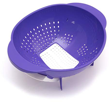 Lantelme Spaghetti Sieb mit innovativem Umschüttsystem – Nudelsieb Ø 24cm Küchensieb mit Durchschlag Seiher Salatseiher für Küche Haushalt – Praktisches Abtropfsieb mit Griffen, spülmaschinengeeignet