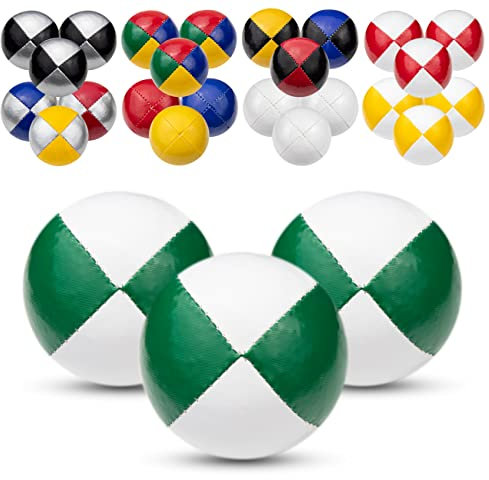 Juggle Dream 3X Pro Thud Jonglierbälle - Set mit 3 professionellen Jonglierbällen mit kostenlosem Online-Lernvideo, perfekt für Anfänger und Experten (Weiß/Grün)