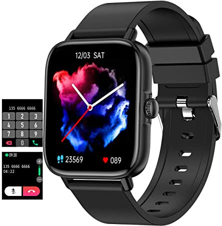 findtime Smartwatch Fitnessuhr Herren Damen mit Telefonfunktion Sportuhr Blutdruckmessung Gesundheitsuhr Laufuhr Junge Fitness Tracker Schrittzähler Pulsuhr Aktivitätstracker Fitnesstracker Schwarz