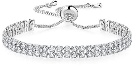 Sterling Silver Bracelet for Women Friendship Bracelet for Womens Sister Bracelet Silver Bangle Crystal Bracelet Ladies Bracelets for Teenage Girls Womens Bracelet Tennis Bracelets for Women