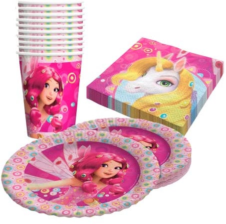 Party Factory `Mia & Me´ 40-teiliges Party Set mit 10 Bechern 250ml, 10 Tellern Ø 23cm und 20 Servietten 33x33cm, Partygeschirr für Geburtstag und Mottoparty