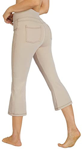 G4Free Activewear-Hosen für Damen mit 4 Taschen Caprihose Damen Sommer Jeans Hohe Taille Yogahose Training Schlaghose Fitness Arbeit Sporthose
