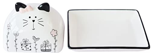 BESTonZON Contenitore Per Burro Ceramico Con Coperchio Supporto Per Formaggio e Dessert Design Cartoon Per Frigorifero e Cucina Multiuso e Resistente