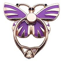 RK TECH Phone Ring Bracket holder, Butterfly Diamond Shape Finger Grip Stand Holder Ring Car Mount Phone Ring Grip Smartphone Ring stent Tablet (Butterfly Soft Purple)