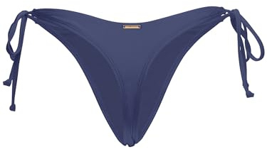 RELLECIGA Women's Thong Bikini Bottom, Navy Blue, Medium