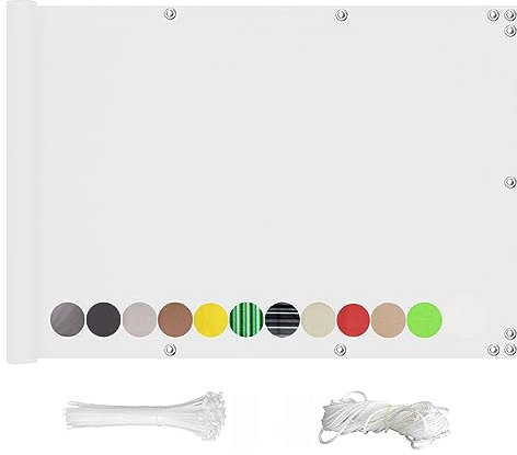 QINGLV Écran De Balcon 120x100cm Cache Vue Balcon en Hauteur Opaque Imperméable Brise Vue Balcon Cache Vue pour Terrasse, Jardin, Piscine, Patio, Bordure -Blanc
