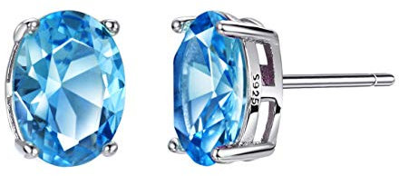 Ohrstecker aus Schweizer Blau mit 1,5 ct Topas S925, ovaler Schliff, Edelstein aus Sterlingsilber, feiner Schmuck für Damen