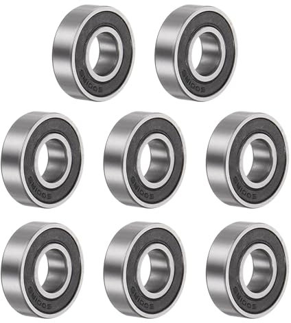 QUARKZMAN 8Stück 6001-2RS Kugellager Rillenkugellager Bearing Chromstahl Z2 Doppelt Gummierte Abgedichtete Lager Skateboard Kugellager Kugellager Set 12mmx28mmx8mm Silber Schwarz