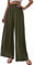 Cicy Bell Damen Hosen Gerade Locker Elastische Weite Beinhose Taille Palazzo Hose Mit Taschen Military Green XXL