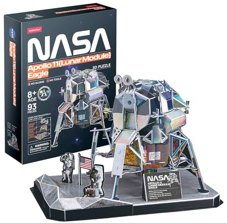 NASA - 3D Puzzle Kinder Lunar Module Eagle | 3D Puzzle Erwachsene | Modellbausatz Erwachsene | Geschenk Für Kinder Ab 8 Jahre | 93 Stücke | DIY
