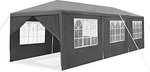 JNGLGO 3x9m Pavillon Partyzelt Wasserdicht Faltpavillon UV Schutz Zelt mit 8 Seitenwänden Stabil Gartenpavillon Winterfest für Hochzeit Camping Party【3x9m Anthrazit】