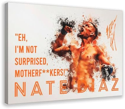 Jdekaec Poster auf Leinwand, Motiv: Boxer Nate Diaz, inspirierende Zitate, Wandkunst, Dekordruck, Gemälde für Wohnzimmer, Schlafzimmer, Dekoration, Rahmen-Stil, 60 x 90 cm