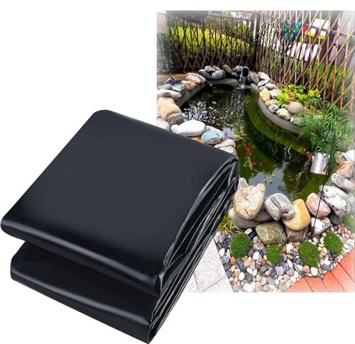 Bcojnlue Teichfolie Flexibel Teichmembran 1.5x5m 3x5m 5.5x8m UV-beständiges Teichplane Dichtungsfolie for Gartenteich Koi Teiche Teiche Freien(Größe:4x5m/13x16ft)