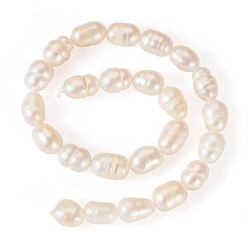 Beadthoven Natürliche Süßwasser-Zuchtperlen, 7,5 bis 10,5 x 5 bis 16 mm, 1 Strang, Reisform, Muschelfarben, Perlen für Halsketten, Armbänder, Schmuckherstellung, Loch: 0,7 mm, 20-21 Stück