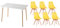 GrandCA HOME Esszimmergruppe mit 6 Stühlen, Essgruppen-Set mit 6 Esszimmerstühlen und Esstisch, für Wohnzimmer, Küche, Büro, (6 Gelb Stühle + 1 Weiß Tisch)