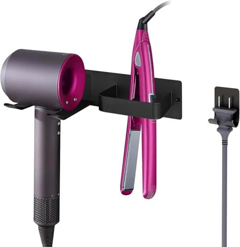 BAQRAXIA Haartrockner-Halter, Haartrocknerstation, Zubehör, Wandmontage, Glätteisen-Halter, Badezimmer-Haarstyling-Pflege-Werkzeug-Organizer, multifunktionale platzsparende Halterung