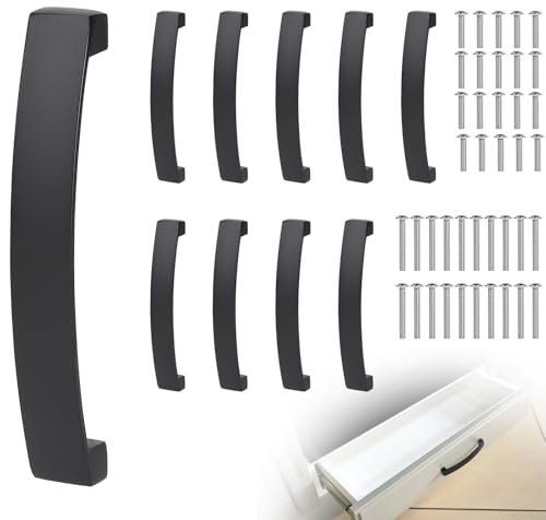 DBREAKS 10 Stück Möbelgriff, 128mm Lochabstand Stangengriff, Schubladengriffe mit Schrauben, Küchengriffe Schrankgriffe Bügelgriff Kommodengriff, Türgriffe für Küchenschränke(Schwarz)