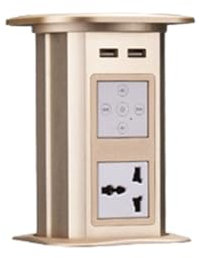 Pop-Up Socket Embedded Kitchen Tabletop Power Strip Electric Wireless Charging Waterproof Invisible Power Strip,Gold-B