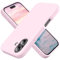 TAXXOE Silicone Case Compatible with iPhone 16 Case Soft Ultra Slim Protective Shockproof Liquid Silicone Phone Case,Anti-Scratch Microfiber Lining, 6.1 Pink white