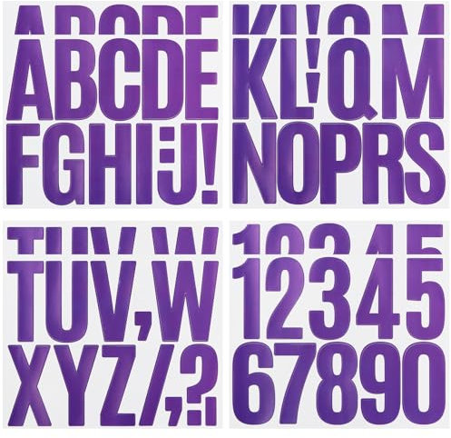 6 Sheets 3 Inch Vinyl Capital Letter Stickers, 2 Sheets 0-9 Number Stickers, Waterproof Alphabet Number Sticker for Mailbox, Water Bottle, Luggage and Marks - Purple