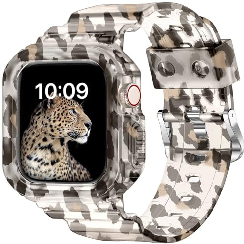 XYF Compatible con correas transparentes para Apple Watch de 45 mm, 44 mm, 46 mm, 42 mm, 41 mm, 40 mm, 38 mm, 49 mm, funda protectora para hombres y mujeres, correa deportiva para iWatch Ultra 2/1