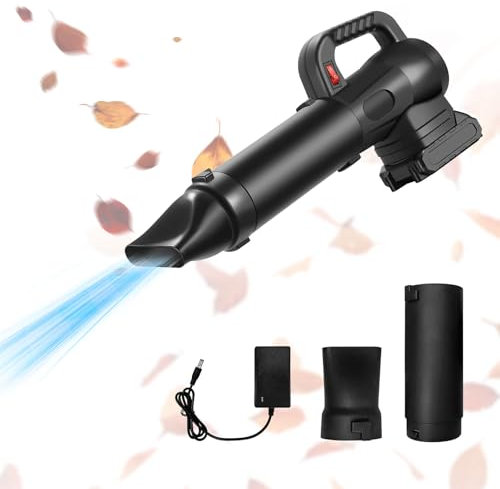 21V Laubbläser Akku 120 Km/h 38000 RPM Gebläse Leaf Blower Stufenlose Geschwindigkeit with 2000mAh Battery für Rasenpflege, Terrasse, Laubblasen