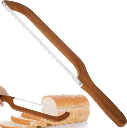 GIOTUK Sourdough Bread Knife for Homemade Bread, Wooden Bow Bread Slicer, Bread Cutter Slicer with Wooden Handle for Homemade Bread Sourdough Bagel Cake Fruit (Style A)