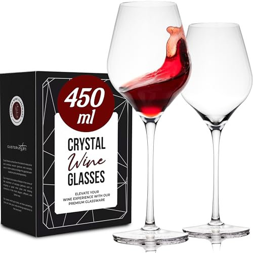 Gusto Nostro Weingläser aus Kristallglas, 2er Weingläser Set, Langer Stiel, Für Rot- und Weißwein, Spülmaschinenfest, Schick, Elegant, Groß und Hoch, für Hochzeiten, Weihnachten, Jubiläen