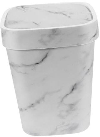 TOPBATHY Kitchen Waste Basket Marble Trash Can for Bathroom White Recycle Bin Office Bin Marble Decorative Paper Basket