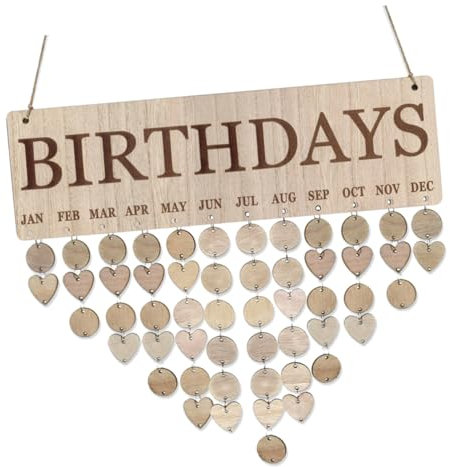 ABOOFAN Geburtstagskalender Enkelkinder neutrale Geburtstagsanzeigetafel Jubiläum Geburtstagsschild für valentinstag valentinsgeschenk Holzblockkalender Kalender aus Holz Bambus