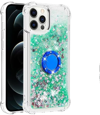 xinyunew Ständer für iPod Touch 7/iPod Touch 5/6 Hülle, Mädchen Frauen Glitzer Handyhülle mit Ring Halter Ständer Schutzhülle für iPod Touch 7/iPod Touch 5/6 Case Cover - Green