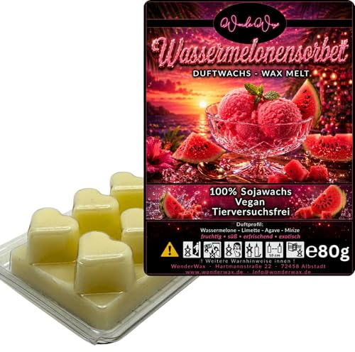 WonderWax® Duftriegel 6 x Duftwachs Herzen Weiß Wassermelonensorbet | Farbe: Weiß | Raumduft für Duftlampen, Wax Melt, Sojawachs, Indoor Duftöl Wachs schmelzen für Aromalampe