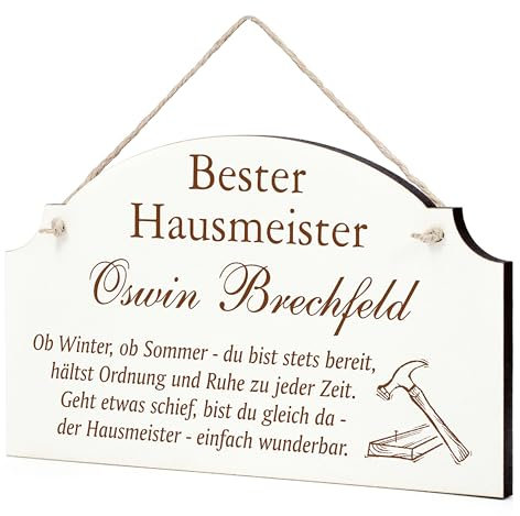 Dekolando Schild Bester Hausmeister Beste Hausmeisterin Geschenk - lustige Geschenke in 3 Größen zum Geburtstag Weihnachten Ostern Nikolaus - für Männer Frauen Kollegen Mitarbeiter