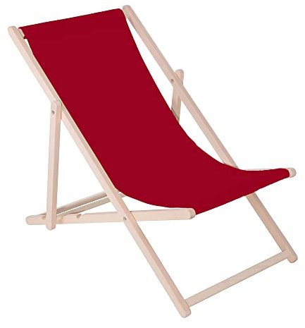Muntel Klappstuhl Liegestuhl klappbar aus Massivholz, Sonnenliege für Garten, Balkon & Terrasse, Gartenstühle, Gartenliege wetterfest, Strandliege klappbar leicht, Strandstuhl, (Bordeauxrot)