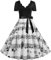 EFOFEI Damen Swing Kleid Petticoat Lange Ärmel Ballkleid Kurzarm Vintage Retro Cocktailkleid Weiß XXL