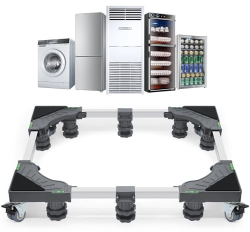 W B D WEIBIDA Soporte Mejorado para Lavadora y Secadora con 10 pies y 4 ruedas, Ancho Ajustable de 61 a 78cm, Antideslizante, Amortiguador, Base de Tamaño Completo para Secadoras y Neveras Grandes
