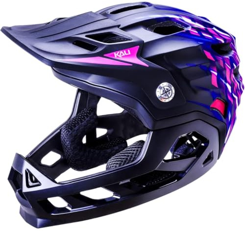 Kali Protectives Maya Full Face Child Helmet – Convertible Full Face Helmet w/Chin Bar, Lightweight Design, Adjustable Fit System for Trail, Enduro & Downhill Riding, Lightspeed Mat Mlt, One Size