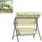 LILIIN Hollywoodschaukel Gartenschaukel 3 Sitzer mit Sonnendach, bis 200kg Belastbar, Wetterfeste Schaukelbank mit Komfortkissen & Anti-Rutsch-Füßen, Beige/176x110x152cm