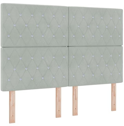 vidaXL Samt-Kopfteil Argyle mit Kopfteil Hellgrau 160 cm Samt, Verstellbare Kopfstützen, modernes Samt-Kopfteil, plüschiges Accessoire, individuelles Design, Wohnakzent