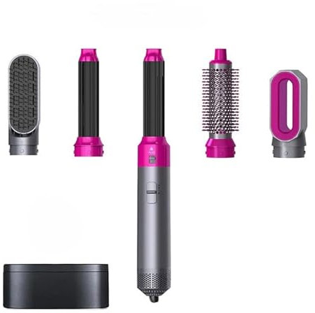 5 in 1 Hairstyler Dripdeal | Locken, Glätten & Trocknen mit Coanda Effekt(Pink+Schwarz Lederbox)
