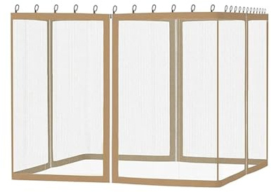 Moskitonetz Pavillon 305x305x210cm Outdoor-Pavillon Moskitonetz Universal Baldachin Net Screen 4 Tür Seitenwand Vorhang mit Reißverschlüssen(White)