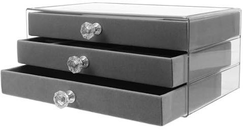 Angoily Boîte de Rangement Bijoux à Empilables Organisateur Compact pour Colliers Bagues et Boucles Oreilles Protection Rayures et Humidité Léger et Portable pour Table de Toilette