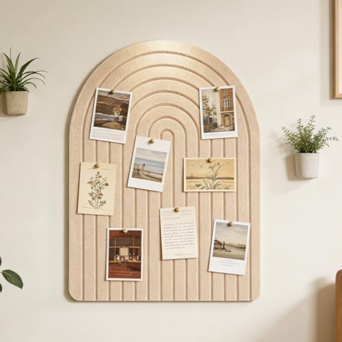 Kork Pinnwand 60x40cm, Große Korkplatte mit 1cm dicken Filzfliesen, Faltbare Runde Ränder Pinnwand, Filz Selbstklebend visionboard Dekorationsbrett für Kinderzimmer, Büro, Wohnzimmer